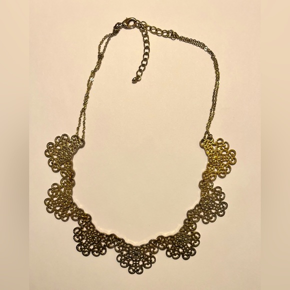 Gold Filigree Bib Necklace - Picture 6 of 6